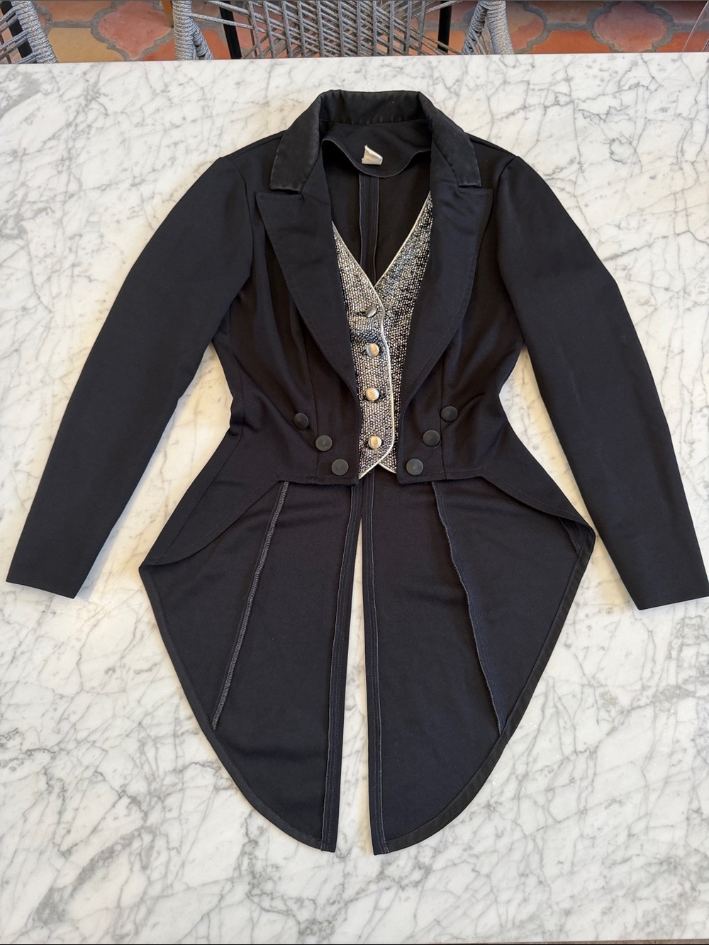 VTG Girls Tuxedo Sz 12 Coat with Decorative Vest Detail